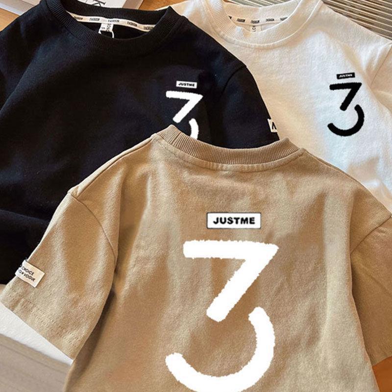 

Модна крута бавовняна футболка з коротким рукавом у корейському стилі для хлопчиків на літо 2025 110