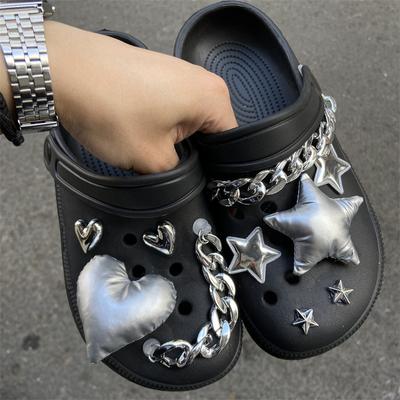 Y2K Shoe Charms DIY Silver Five-pointed Star ShoeDecoration Buckle Accessories