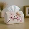 1pc Oriental Romantic Minimalist Tissue Holder - Cherry Blossom Branch In Pink, Sturdy Napkin Organizer for Vehicle, Kitchen, Dining, And Home Decorat