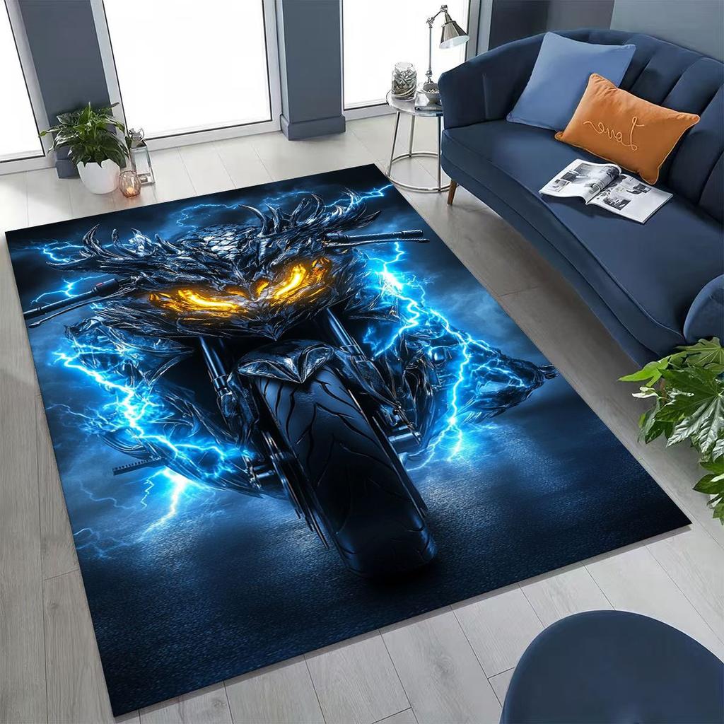Alfombra Decorativa Personalizada para Motociclista, Motocicleta, Arte, para Dormitorio, Sala de Estar, Sofá, Felpudo de Entrada del Hogar, Alfombra de Piso Grande Antideslizante para Niños