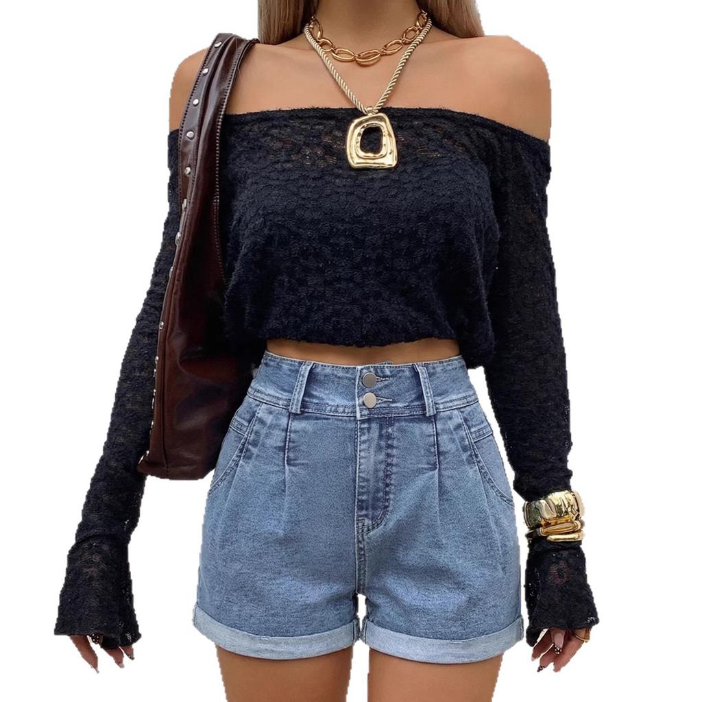 Women's Color Jeans Stretch Slim Fit Distressed Denim Shorts