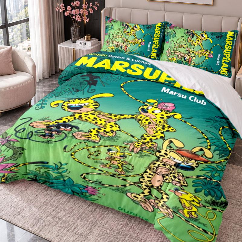 Marsupilami 3-częściowy komplet pościeli Poszewka na kołdrę z dwiema poszewkami na poduszki Do sypialni Dekoracja domu