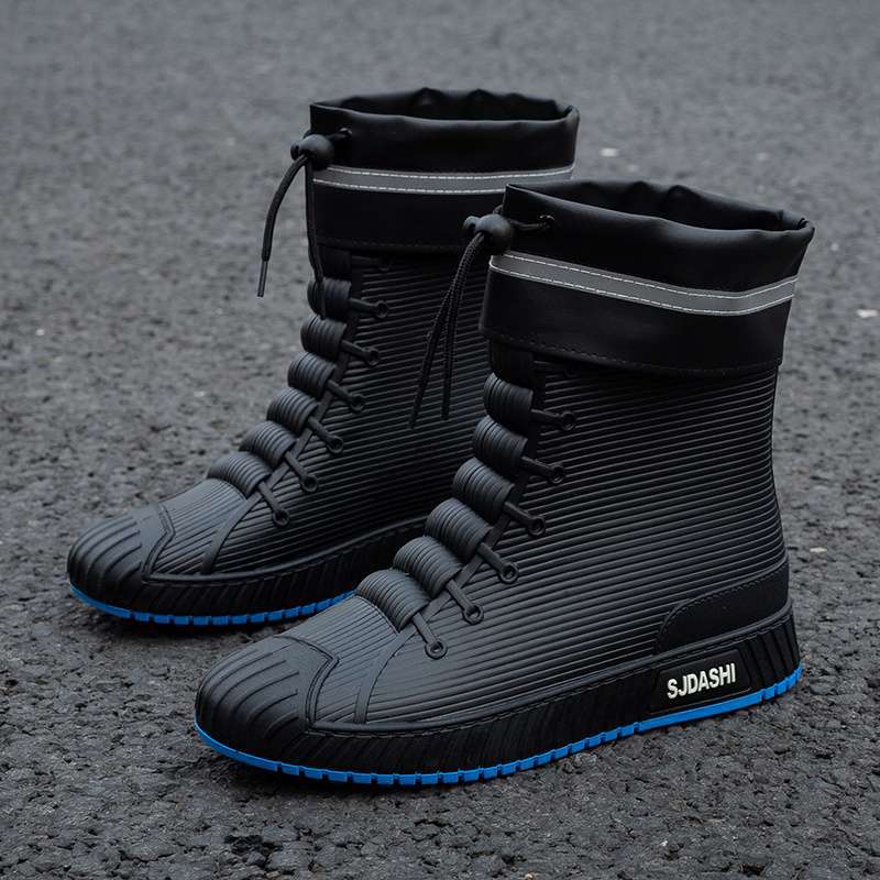 Rain Shoes Short Tube Waterproof Water Shoes Non-slip and Warm Men's Rain Boots Women's Kitchen Velvet Wear-resistant New Rubber Shoes Water Boots
