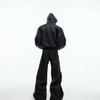 Men's Deconstructed PU Leather Hooded Jacket - Autumn/Winter 2025, Loose Scimitar Sleeve Design