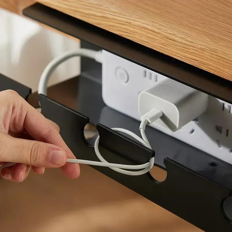 Sturdy Spacious Under Desk Cable Tray No Drilling Clamp Mount Power Strip Holder Desk Cord Organizer Office Wire Storage Supplie
