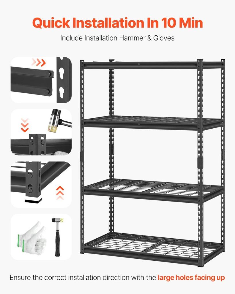 Storage Shelves 4 Tier Adjustable Heavy Duty Garage Shelving Unit 2400 lbs
