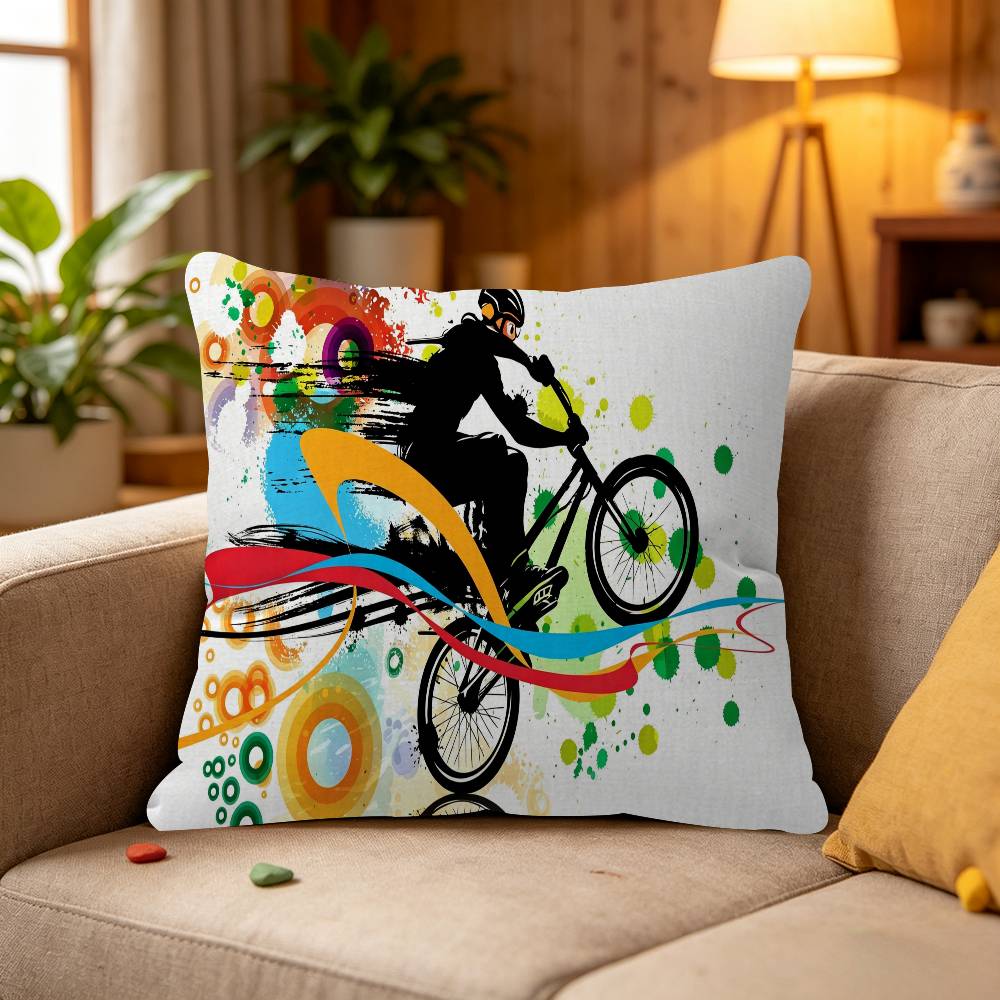 Federa per cuscino arte ciclismo mountain bike federa per cuscino divano decorazione stanza casa regalo per bambini
