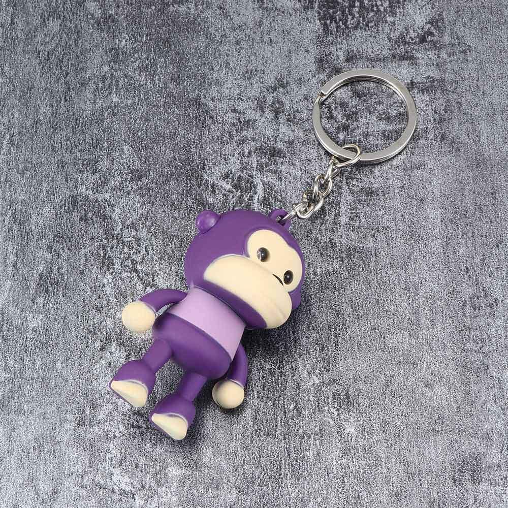 Kawaii Children Car Cute Cartoon Gift Bags Accessories Toy Keychain Keyring Monkey with LED Light