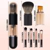 6-in-1 Retractable Makeup Brush Set Portable -Shaped Storage Kit with Retractable Blush Brush Hidden Angled Foundation Brush