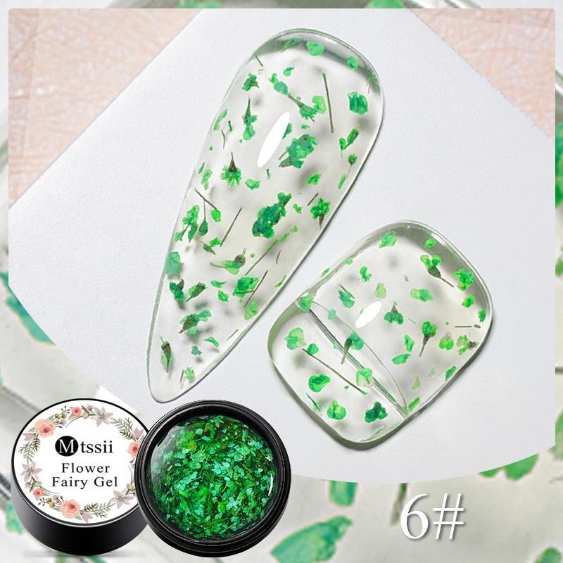 MTSSII 5 ml DIY Fairy Series Flower Glitter Gel Nail Polish 3D Natural Dried Flower Manicure Decoration Crystal Transparent Gel Polish Nail Art