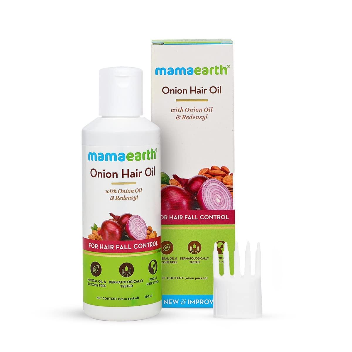 

Масло для волос Mamaearth Onion для роста волос с луком и реденсилом против выпадения волос 150ml