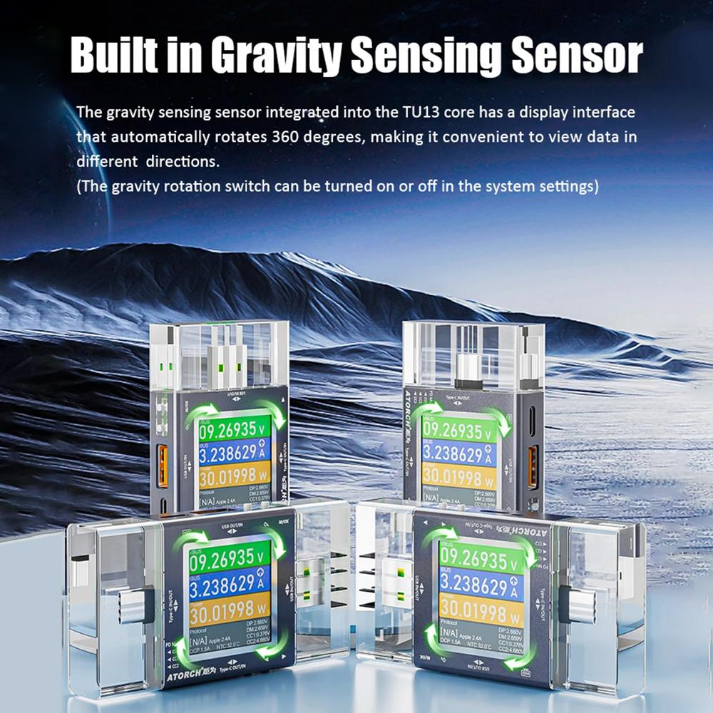 TU13 Type C USB Voltmeter Mobile Phone Charger Multi-Function Voltage Meter Current Power Tester DC 0-50V 6.5A Capacity Monitor