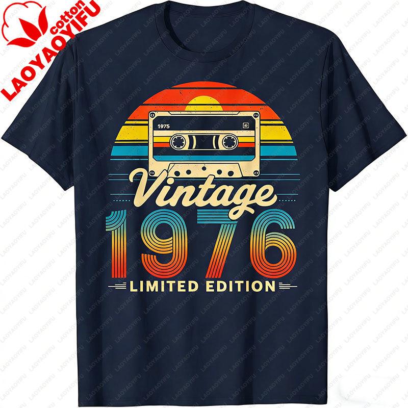 50 Years Old Gifts Vintage Born In 1976 Retro 50th Birthday TShirt Funny  Y2k Clothes Street Fashion Graphic T Shirts Cotton