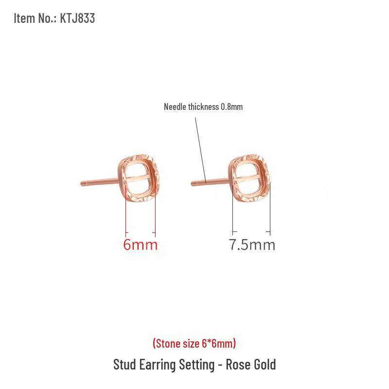 

S925 Sterling Silver White Gold-Plated Stud Earring Settings for Amber and Turquoise, Handmade DIY with Earring Backs, 6-10mm