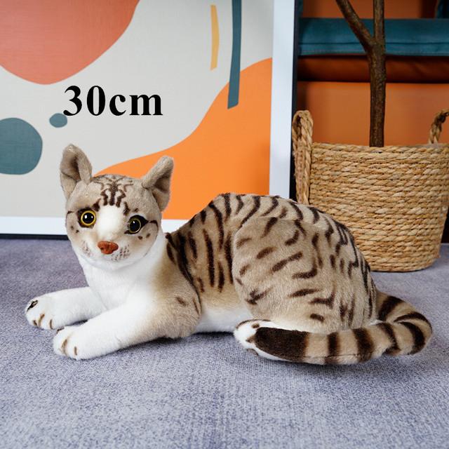 1pc 4 Colors INS Like Real Prone Cat Plush Doll Stuffed Pure Colors Grey White Yellow Kitten Toy Pets Animal Kids Gift
