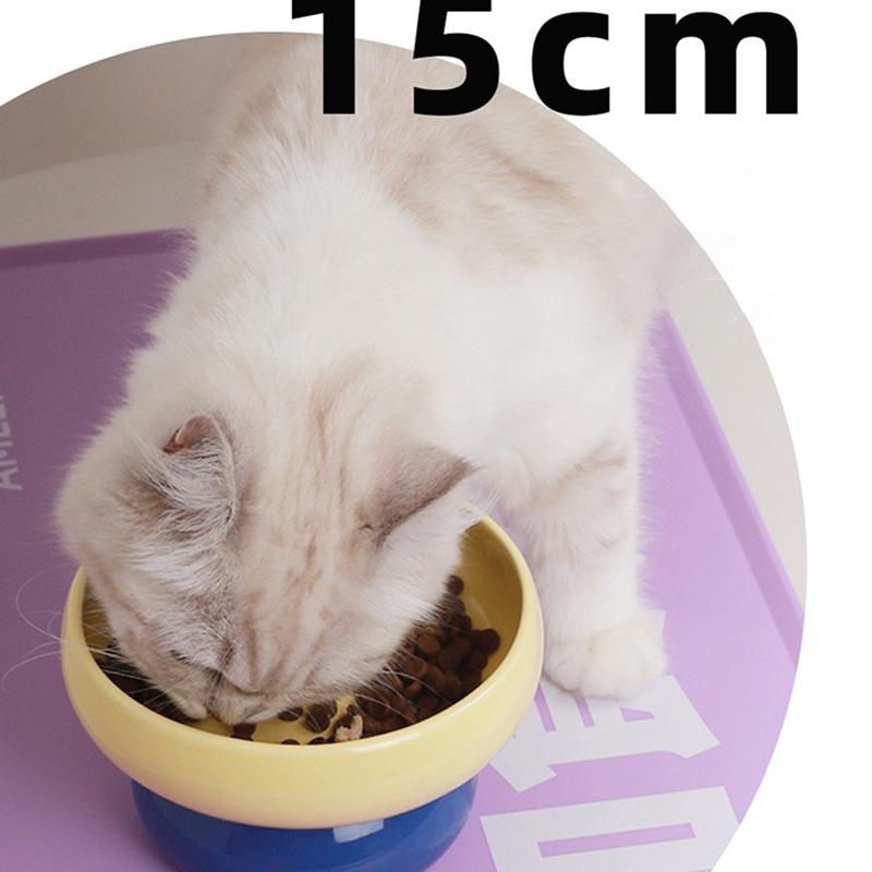 Cat Raised Ceramic Bowl Small Dogs Elevated Food Water Feeders Pet Drinking Eating Basin Bowl