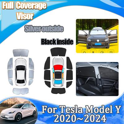 For Tesla Model Y 2024 -Fit Sunscreen Car Parasol Sunproof Sunshades Windshields Anti-UV Accessories