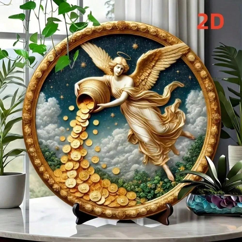 Vintage Wealth Angel Metal Tin Sign Retro Home Wall Decor Plaque