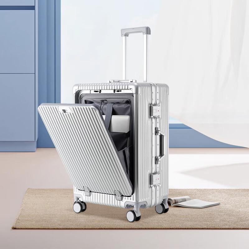 KINGSGEAR Front-Opening Aluminum Frame Spinner Suitcase