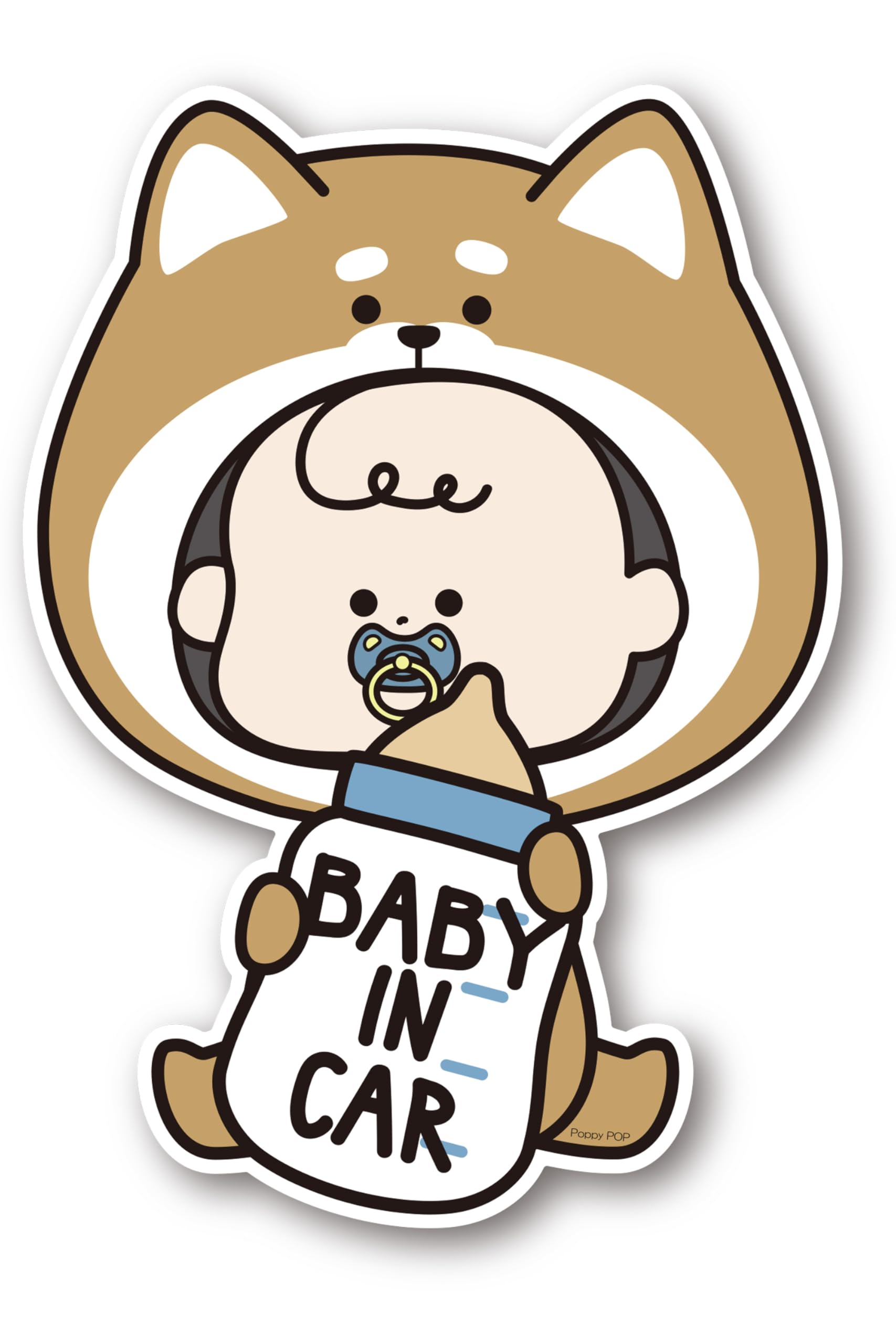 [Puppy POP] Car magnet sticker BABY IN CAR Baby is one size белый