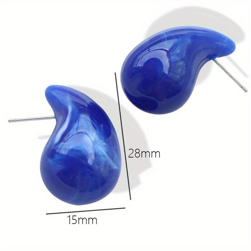 1 pairs Water Drops Resin Earrings Cute Amber Pink Chubby Jewelry Acrylic Waterdrop Earrings for Women Chunky Teardrop Earrings