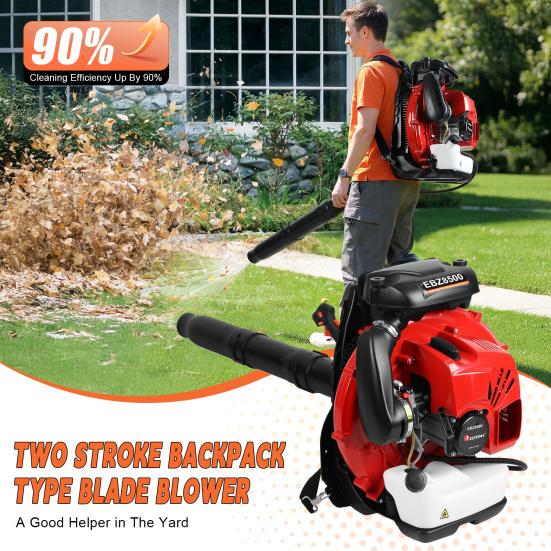 Backpack Gas Leaf Blower, 75.6cc 2 Stroke Engine, 850CFM, 200MPH, High Power Gasoline Leaf Blower, 2.3L Fuel Tank, Ergonomic Blower for Leaf, Sand,