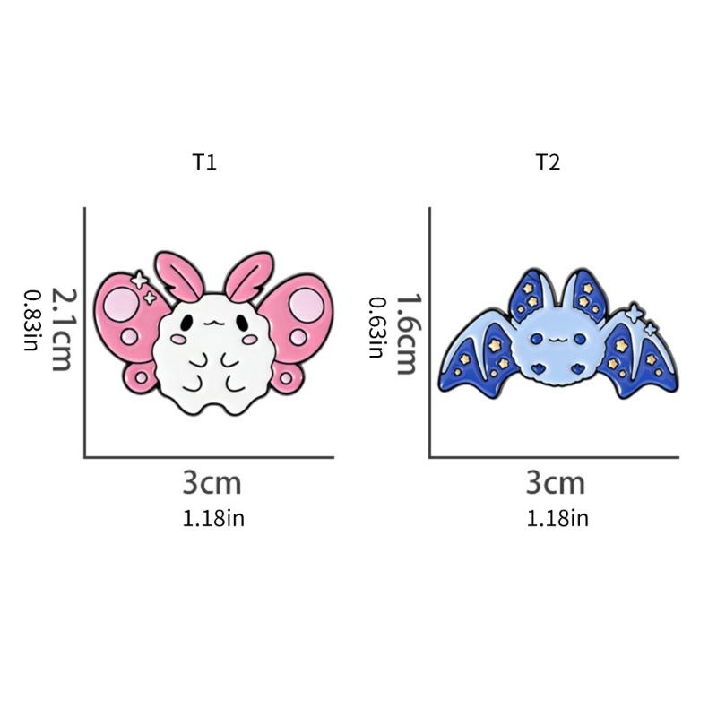 Blue Pink Bat Rabbits Enamel Pin Adorable Jewelry Gift For Friend