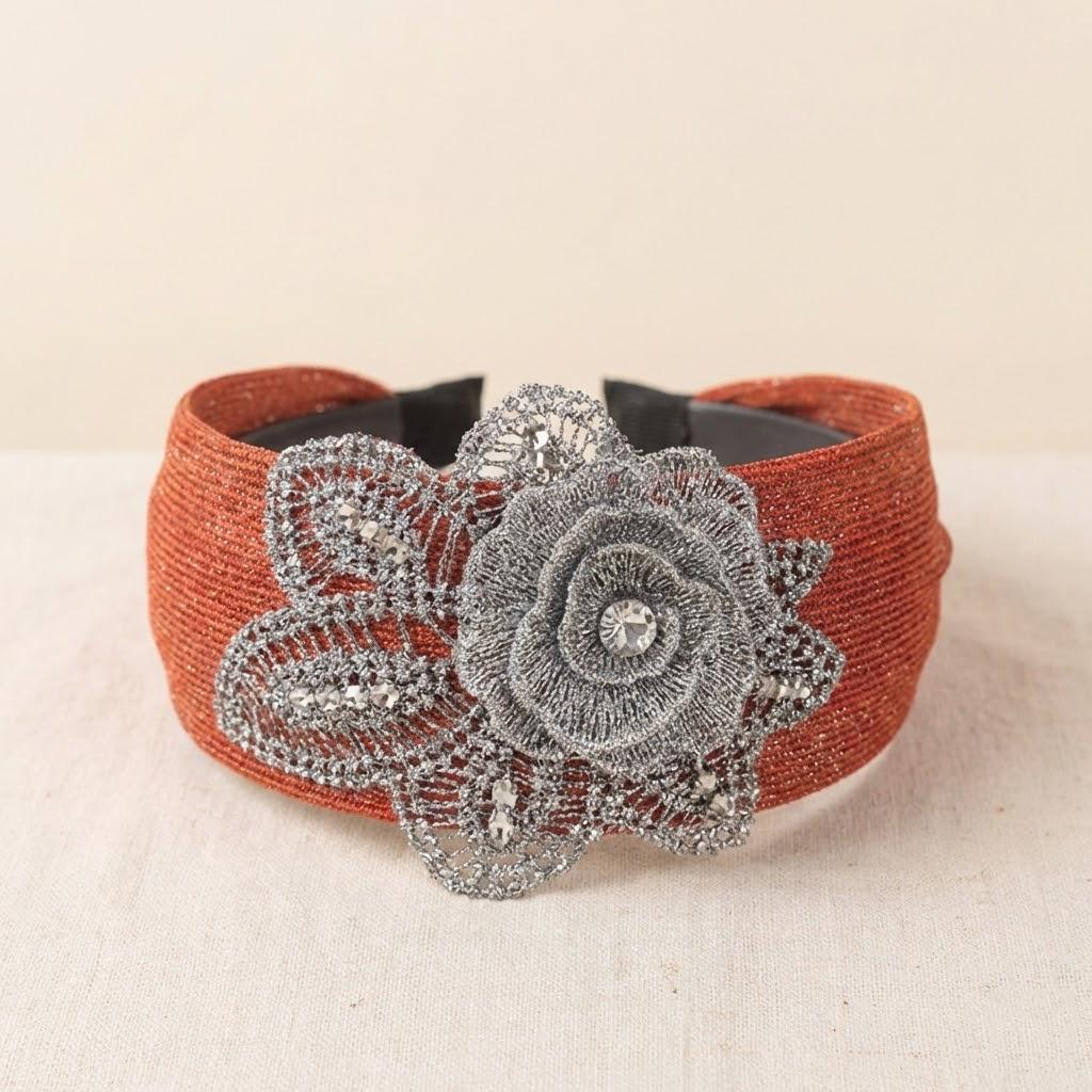 

New Fashion Big Flower Cotton Print Broad Brim Breathable Anti Skid Hair Hoop 5 Color Options красный