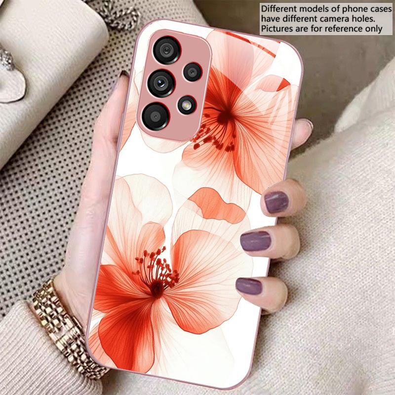 Fleur de Lys Violette Pour Samsung Galaxy S23 Ultra 24 Plus S20 21 FE S25 Ultra A70 A72 73 51 52 53 Coque de Téléphone en Verre Trempé