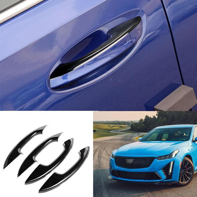 For Cadillac CT5 CT5~V 2020~2023 Glossy Black Door Handle Cover Trim W/Light 4pc