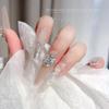 White Cubic Zirconia Stacked Rhinestone Manicure Ornaments - Handmade Sparkling Rhinestone Balls & Dove Egg Decorations