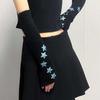 Solid Color Y2K Star Arm Cover Elastic Warmer Long Cuff Knitted Fingerless Sleeves  Winter