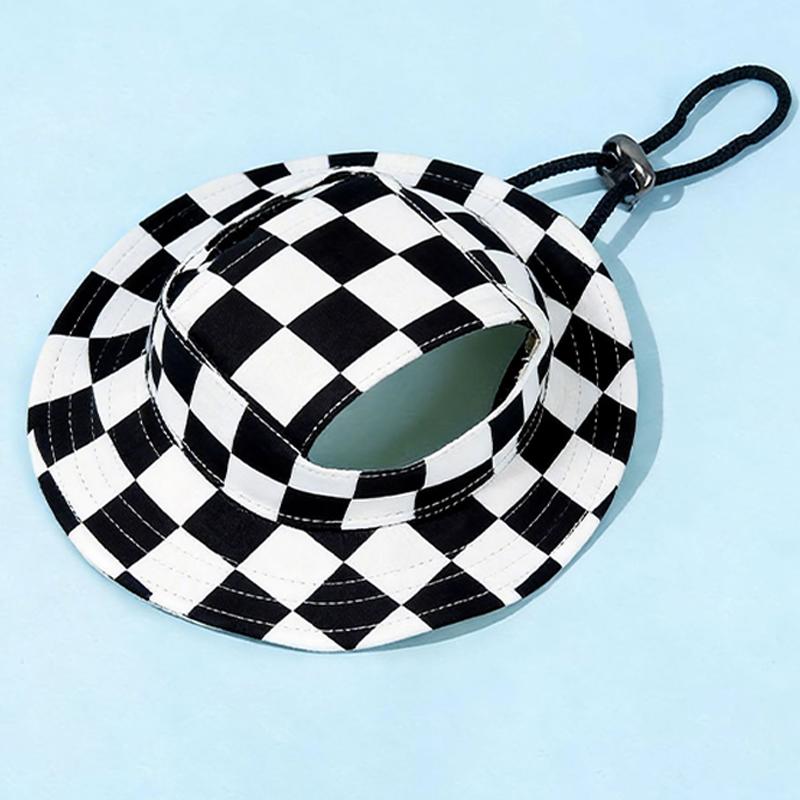

Summer Pet Cat Sun Hat With Ear Holes - Cute Kitten Fisherman Cap For UV Protection Breathable Outdoor Sunshade Cap For Cats S