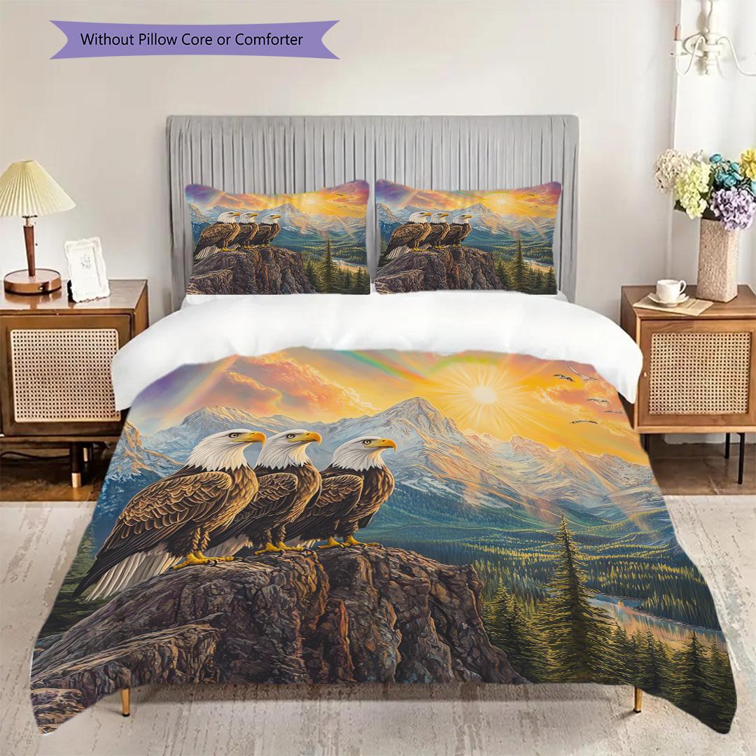 

Eagle Pattern Bedding Quilt Set Quilt Cover Pillowcase Home Decoration Birthday Gift (1 * duvet cover + 2 * pillowcase, without core) 135x200cm