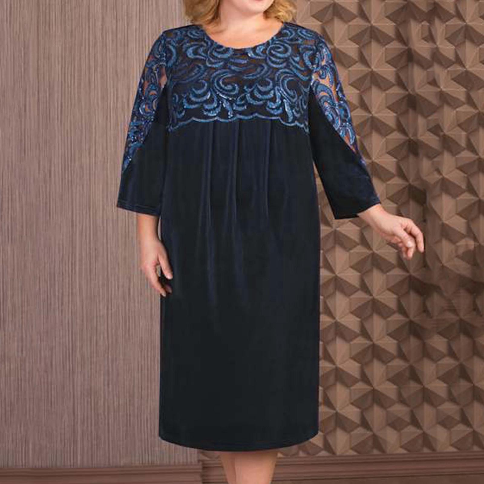 

2022 Кружевное лоскутное вечернее платье из двух частей большого размера со средним рукавом 5XL