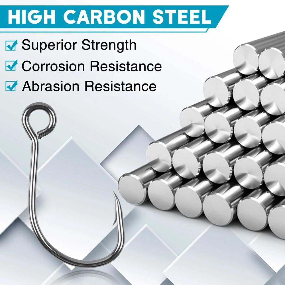 75Pcs Fishing Inline Single Hooks for Spoon Spinner Lures Baits Large Eye Inline Circle Hook for Freshwater Saltwater Fishing