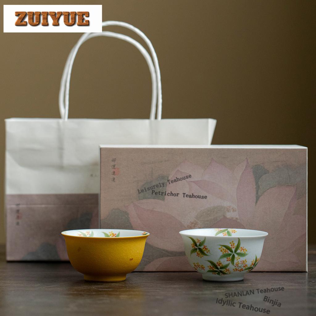 100ml Hand-painted Osmanthus Teacup Ancient Tea Bowl Beautiful Tea Cup Tea-tasting Meditation Cup Chazhan Master Cups Tea Items