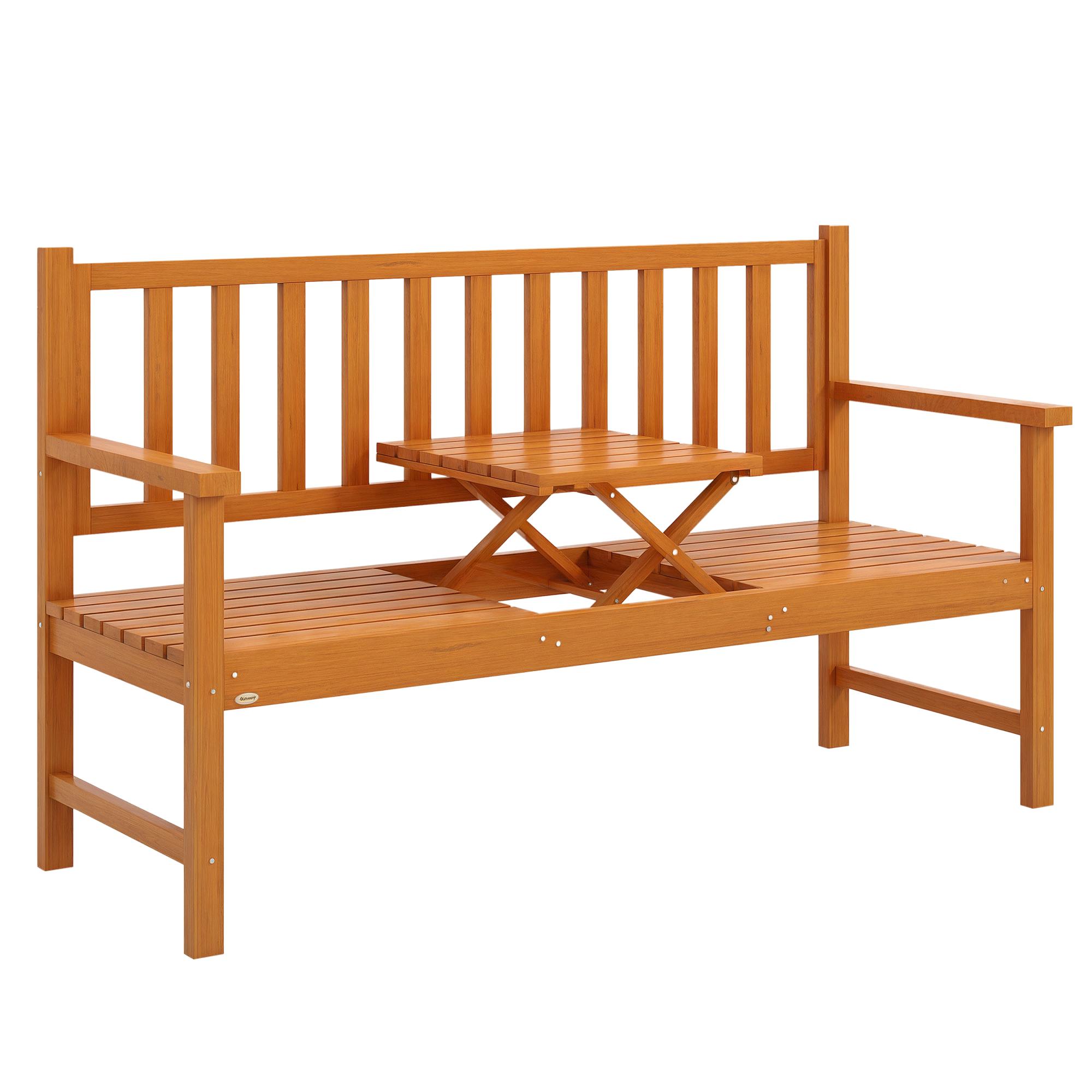 Wooden Bench with Liftable Middle Table
