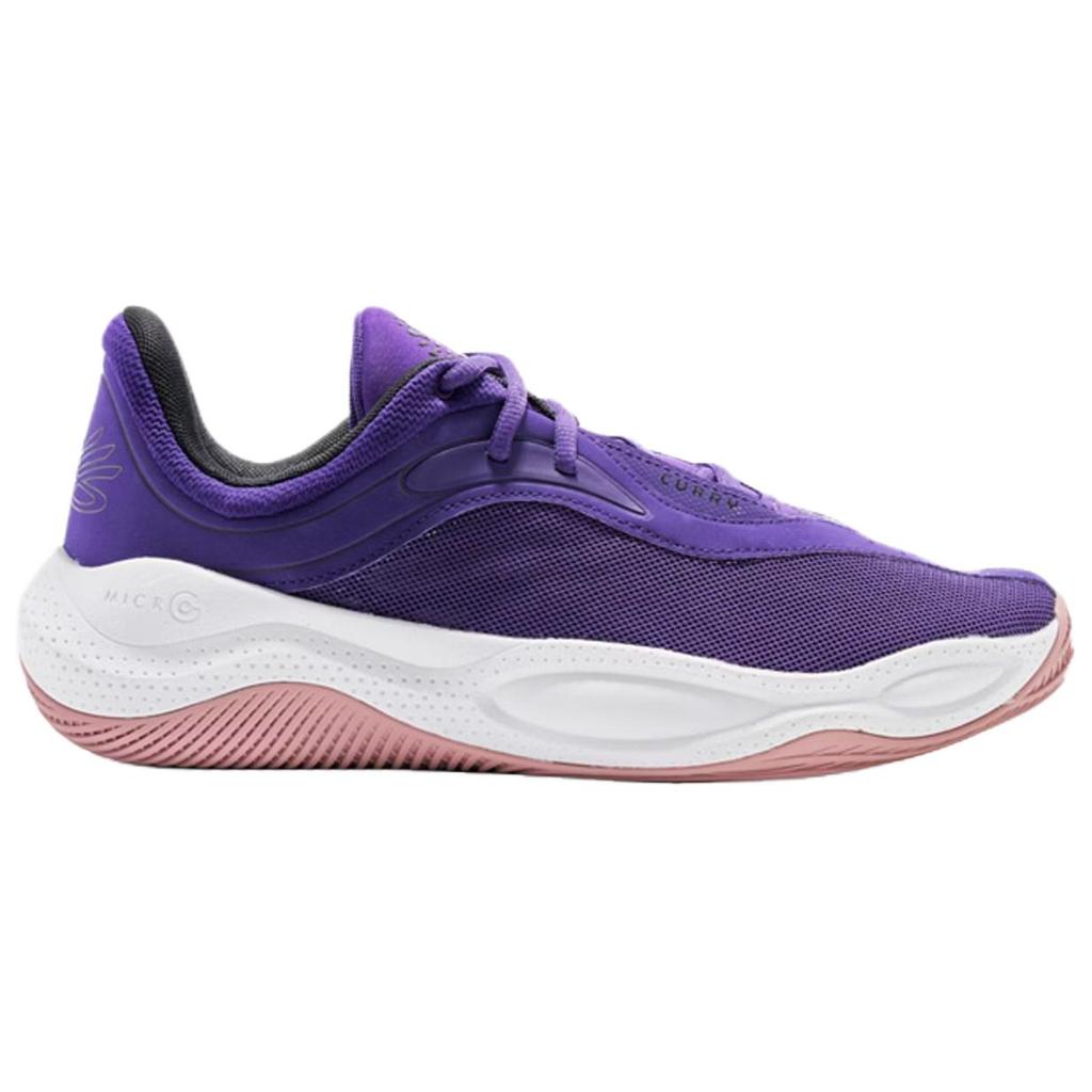 Under Armour Curry Splash 25 Ajuste Confortável Grip Respirável Sapatos de Basquete Duráveis Tênis Unissex Roxo Branco 3028460-500