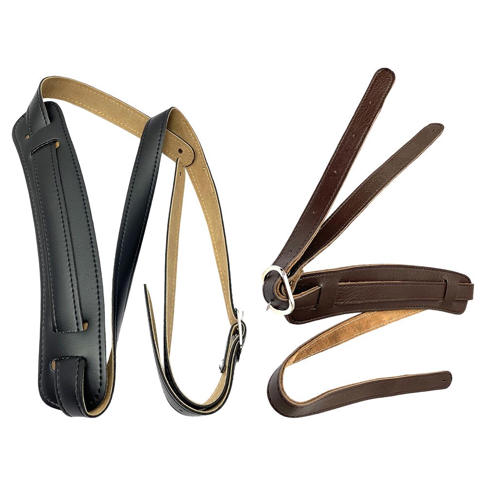 Leather Padded Strap Adjustable Length Folk Guitar Strap with Shoulder Pad Electric Guitar Strap for Acoustic Electric Folk Bass