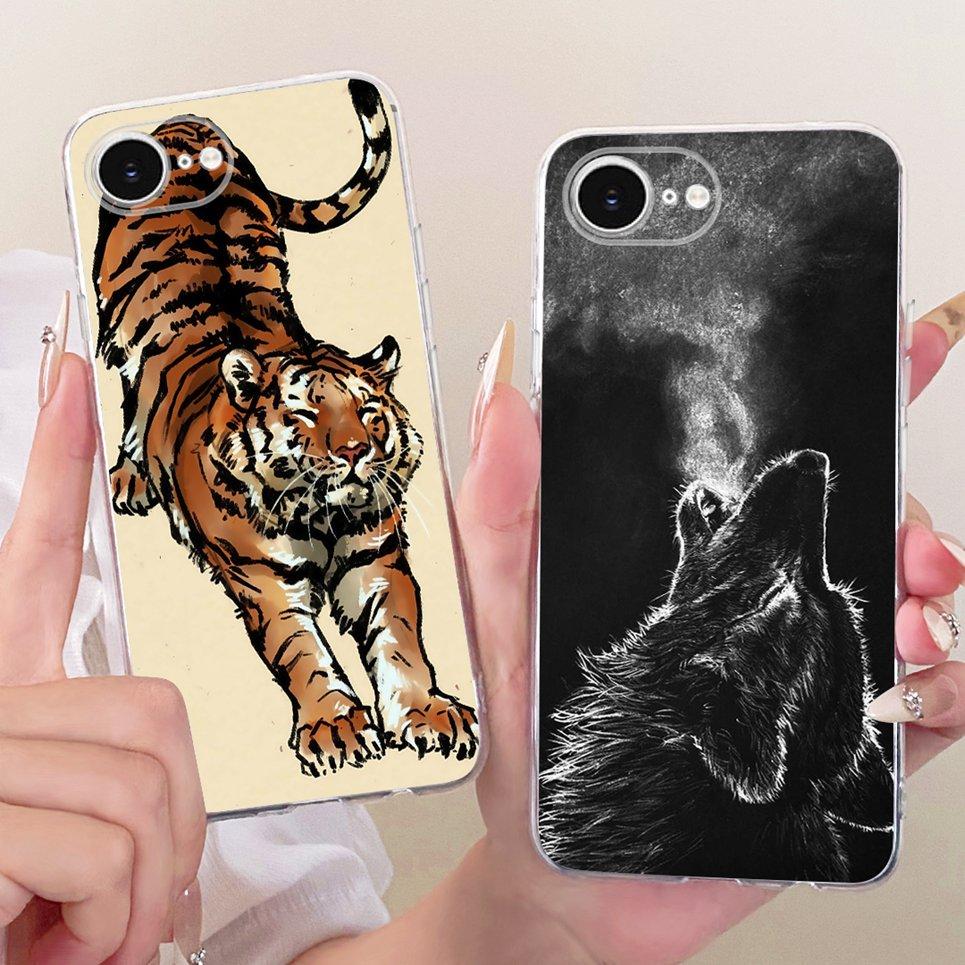 For iPhone 16e 16 Plus 16 Pro Max / SE 2025 Phone Case Chinese Dragon Cute Cat Cartoon Pattern Casing Soft Clear Silicone Cover