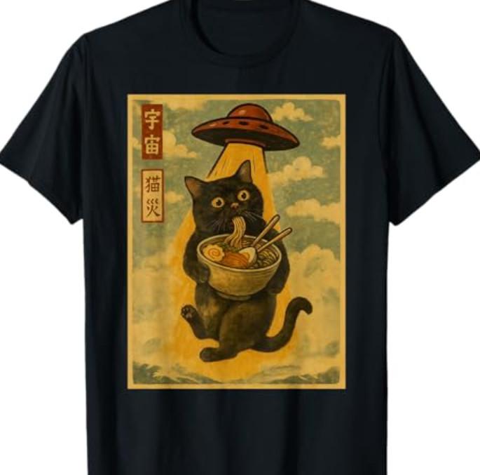 Funny Cat Ramen UFO Japanese Anime for Men Women S разноцветный