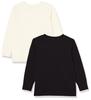 Amazon Essentials Ribbed Long Sleeve for Toddlers and Size 95 2-Pack T-Shirts Kids, Ivory/Black,