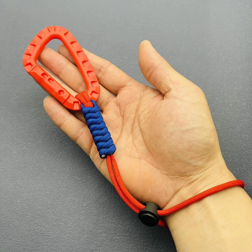 Hand-woven Paracord Carabiner Anti-lost Adjustable Keychain Outdoor Hiking Tools Kettle Buckle Hooks Backpack Accessories