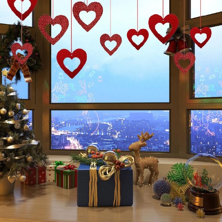 40 Pieces Cutout Heart Hanging Pendant for Indoor Christmas Tree Embellishments Festival Home Decoration Accessories