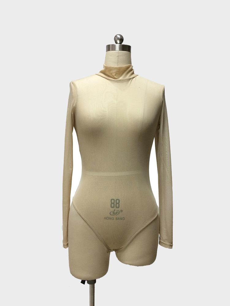 

Сексуальный комбинезон с длинными рукавами и сетчатыми вставками для женщин - Одежда для ночного клуба и танцевальных выступлений Large абрикосовый