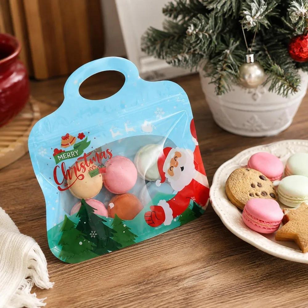 Christmas Self Sealing Gift Handbags Cartoon Santa Claus Snowman Pattern Snack Bag Candy Cookie Packaging Pouch Party Supplies