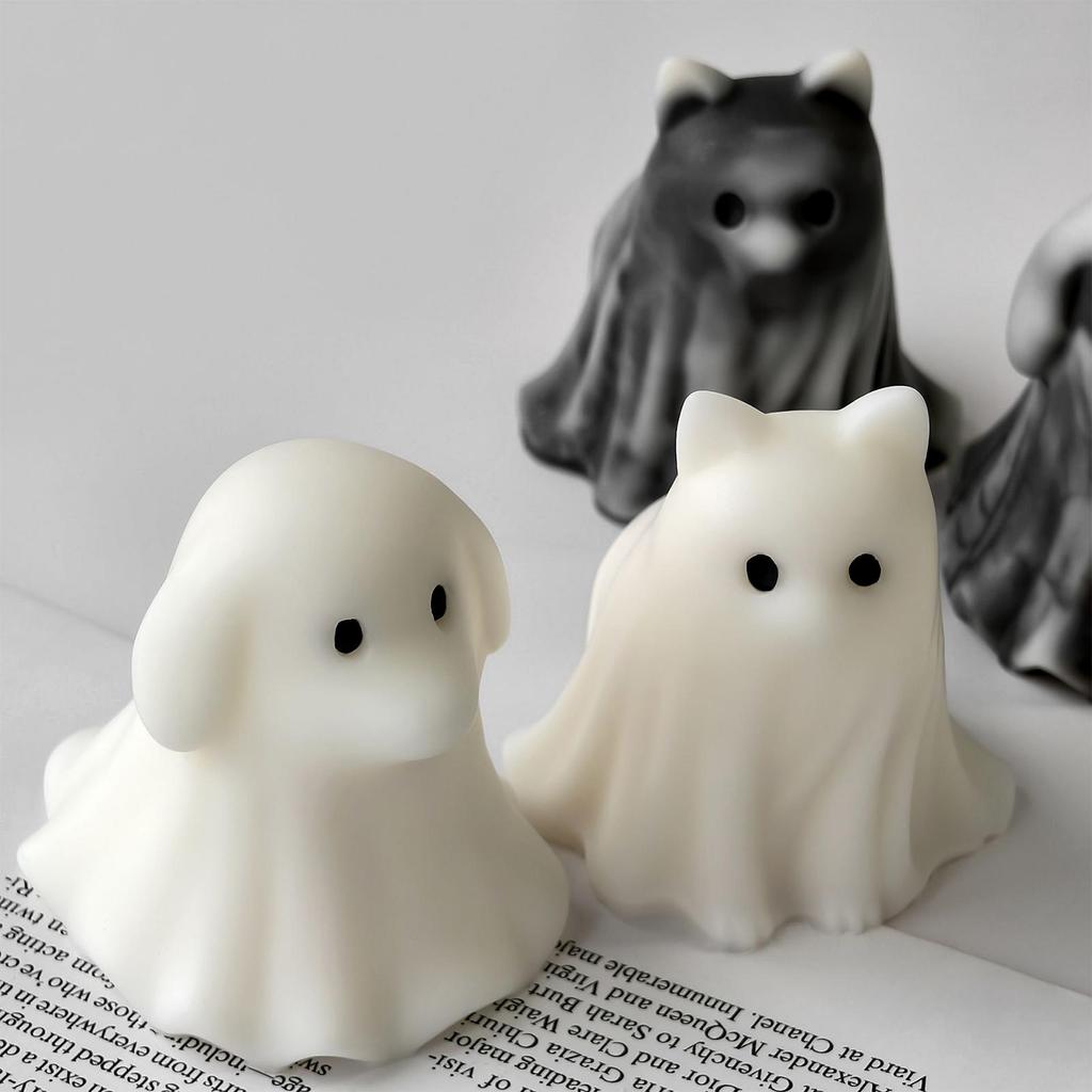 Cute Ghost Puppy Kitten Silicone Molds DIY Halloween Candle Making Molds Handmade Plaster Soap Mould Epoxy Resin Craft Supplies