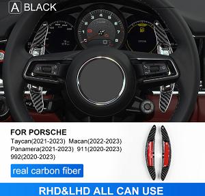 Car Steering Wheel Shift Paddles Shifter Carbon Fiber Gear Plate For Porsche Taycan Panamera Macan 911 992 Interior Trim