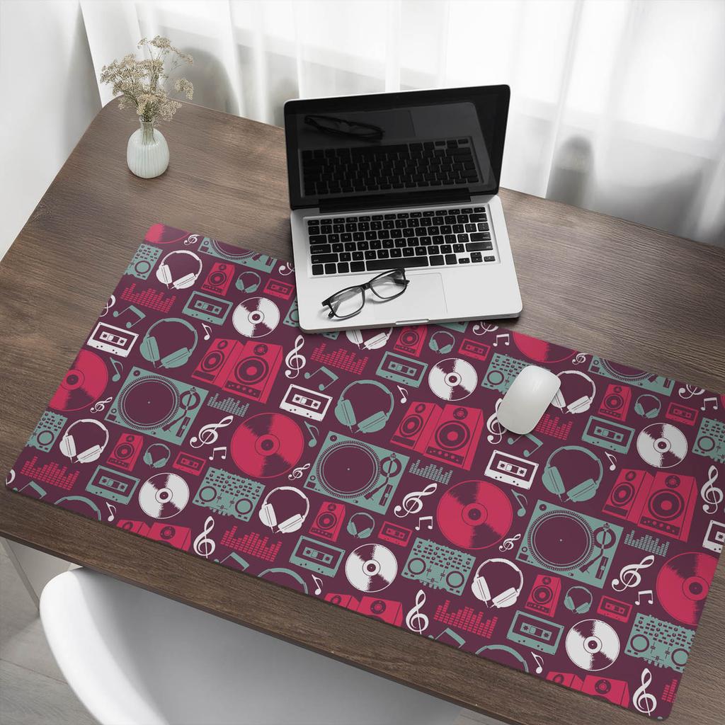 Anti-slip Gaming Mouse Pad with Retro Music Pattern 120X60 Cm